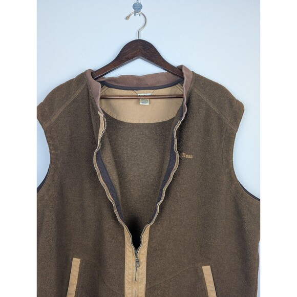 L.L. Bean Men's Vest XXL Brown Full Zip Sweater Fleece Hiking Outdoors Y2K 90's - Picture 13 of 14